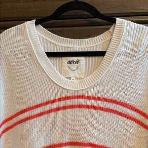 Aerie Cream and Pink Striped Knit Sweater